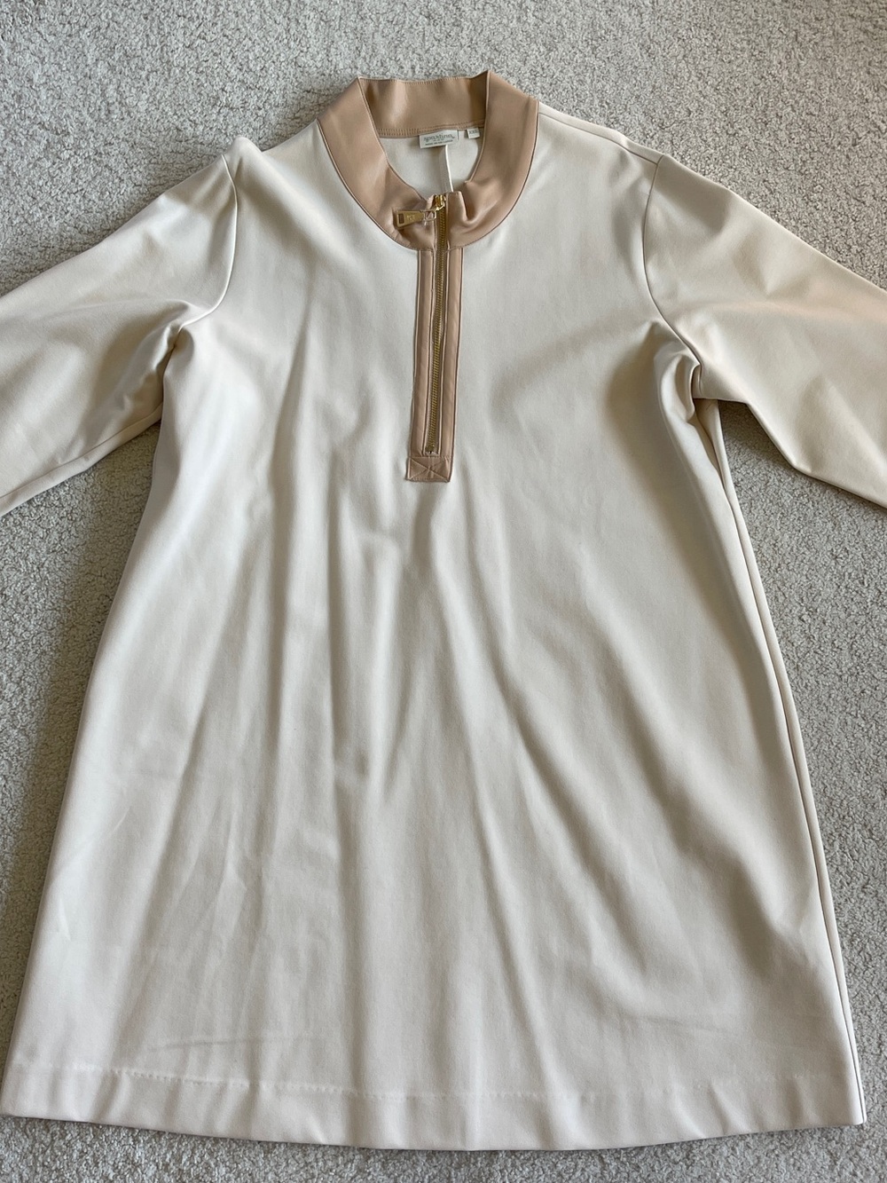Spartina 449 Women’s XXL Alabaster Nora Half-Zip Ponte Dress Vegan Leather